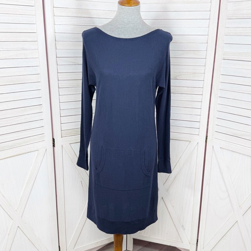 Lilly Pulitzer Jupiter Knit Sweater Shift Dress Navy Blue XS Long Sleeve